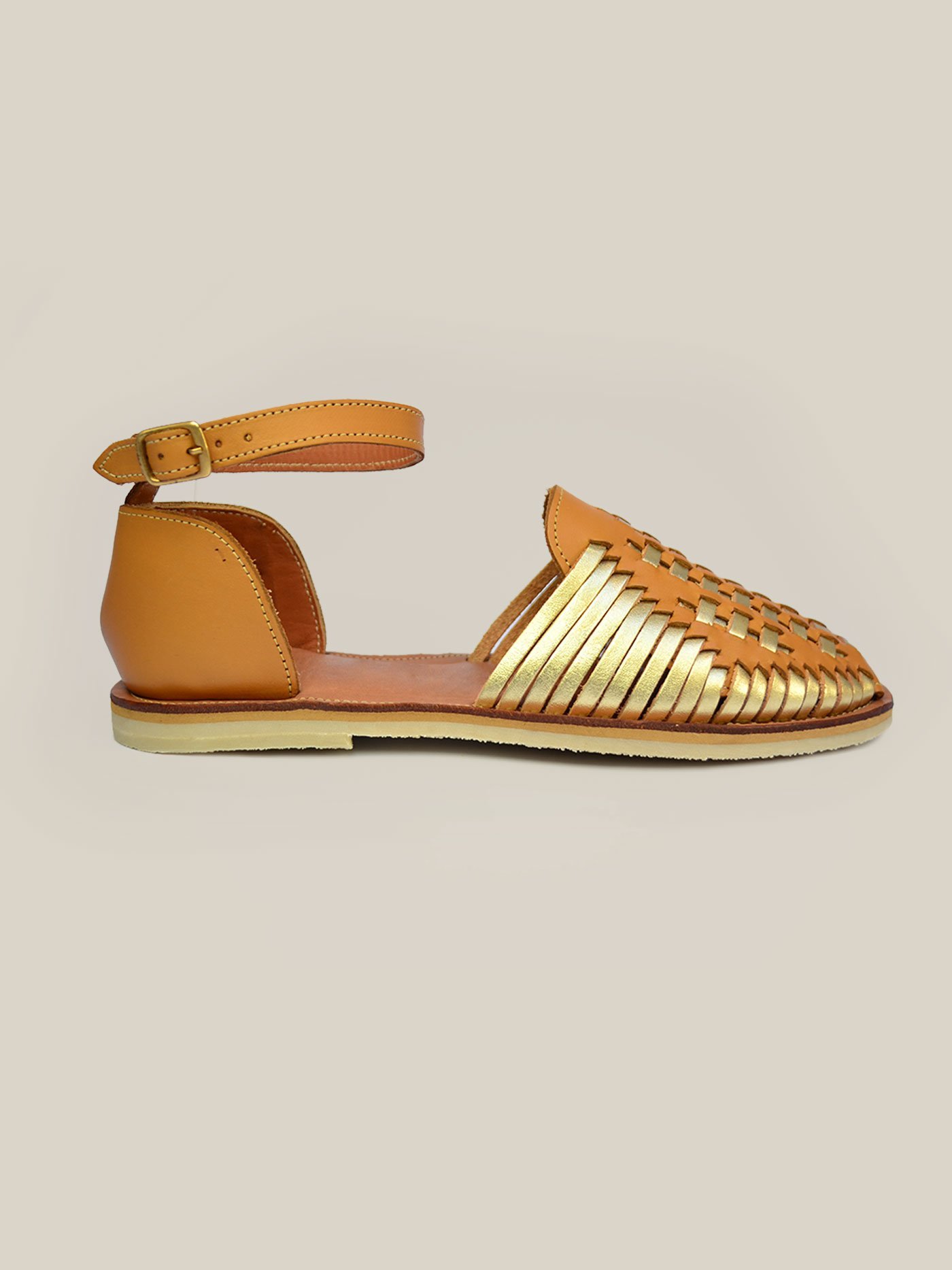 Huarache tejido sabia champagne / Piel