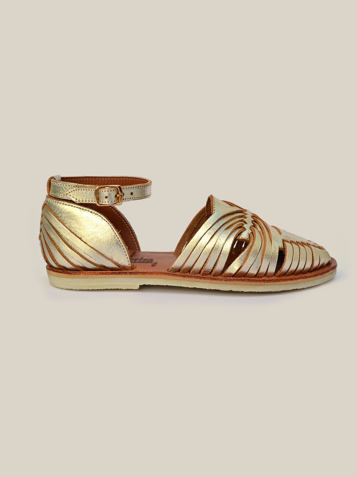 Huarache tejido dorado / Piel